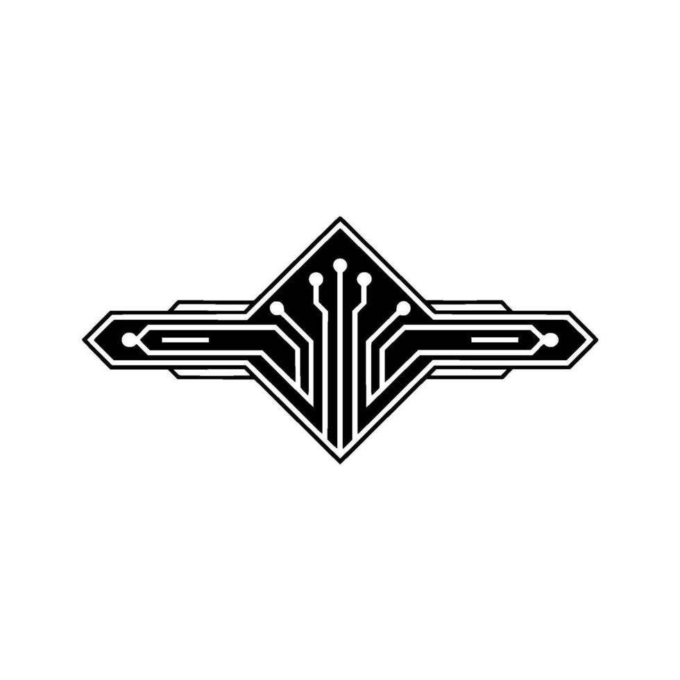 Modern Circuit Board, Black and White, Minimalist Tech vector