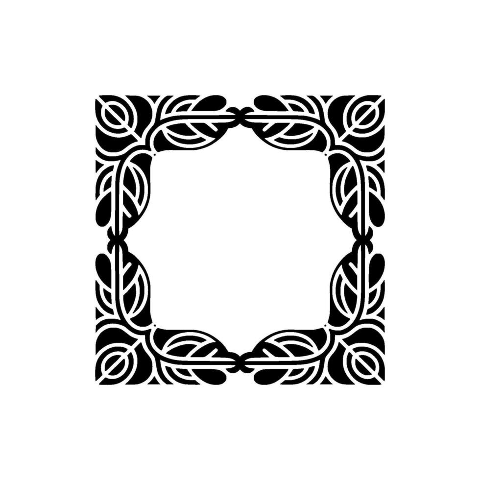Elegant Black Floral Frame on White Background Decorative Art Deco Style vector
