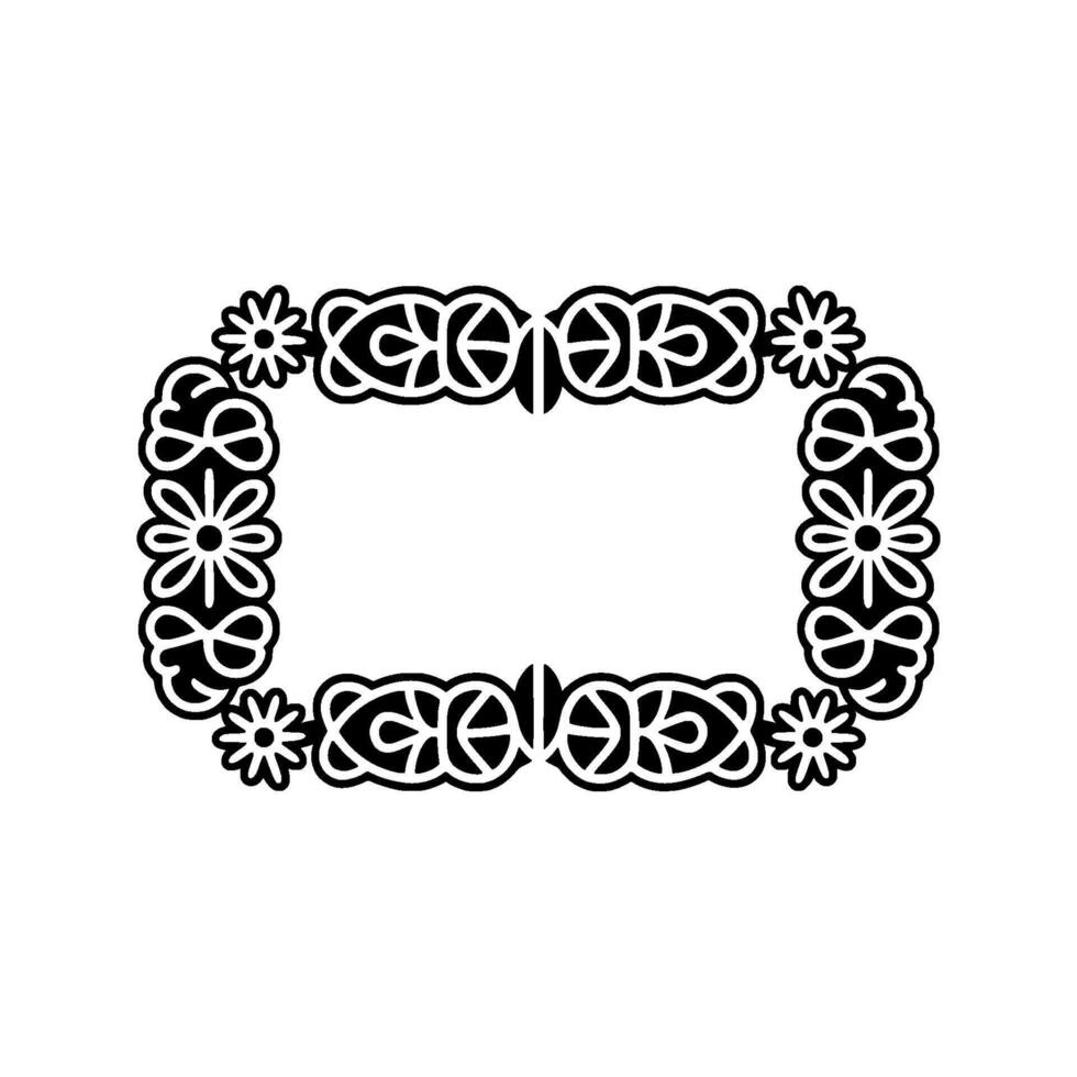 Elegant Black and White Floral Frame, - Border vector