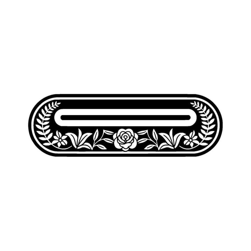 Elegant Floral Crest Element in Black and White, Minimalist vector