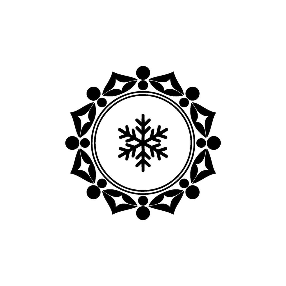 Minimalist Snowflake Emblem in Black and White vector