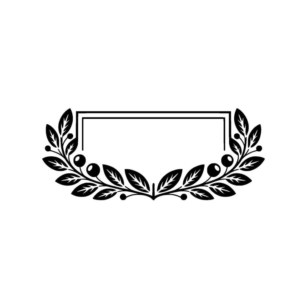 Elegant Laurel Wreath Frame, Black White Minimalist vector