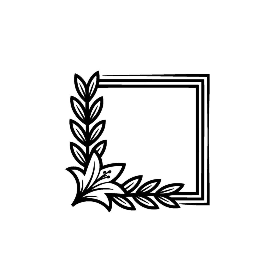 Elegant Black and White Floral Frame - Lily vector