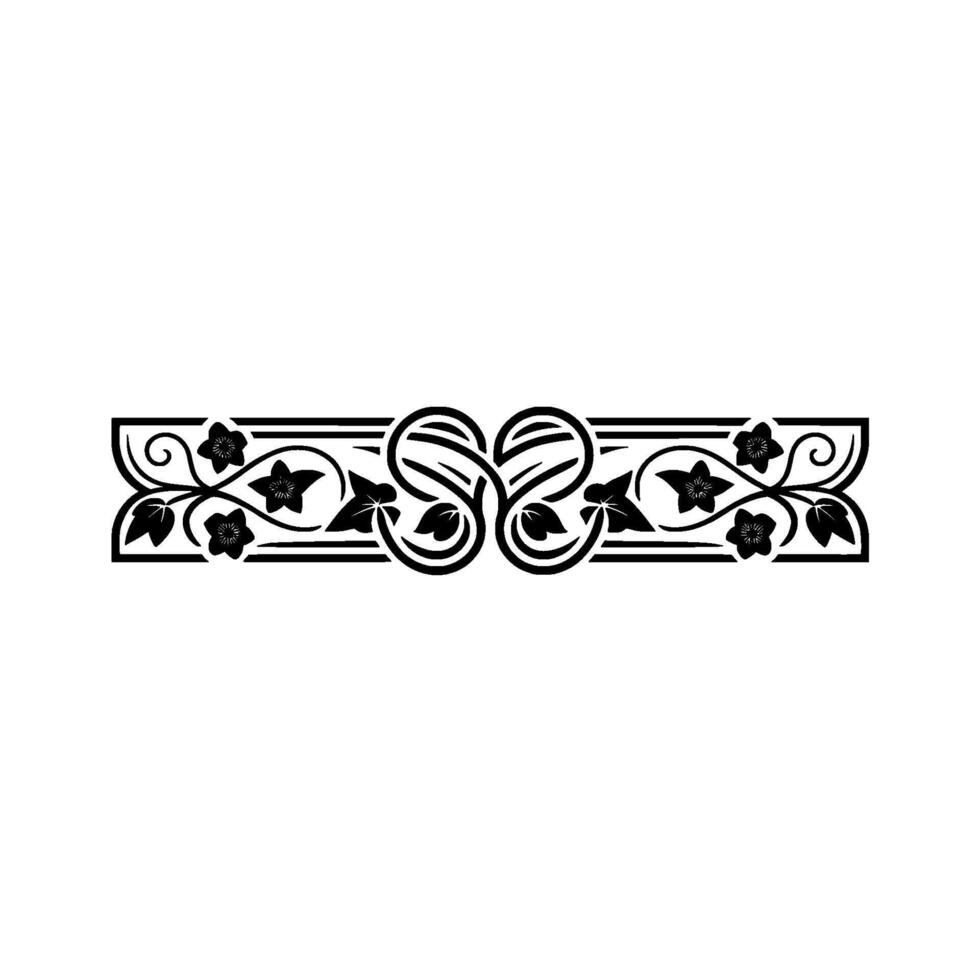 Floral Ornament Border, Black and White, Art Nouveau Style vector