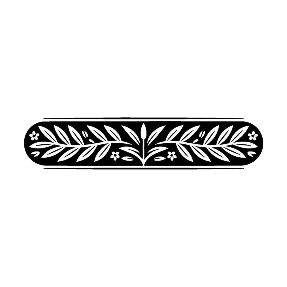 Elegant Floral Border in Black and White, Element - Leaf vector
