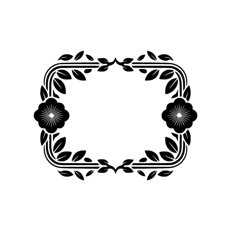 Elegant Floral Frame with Leaves and Blossoms, Illustration vector