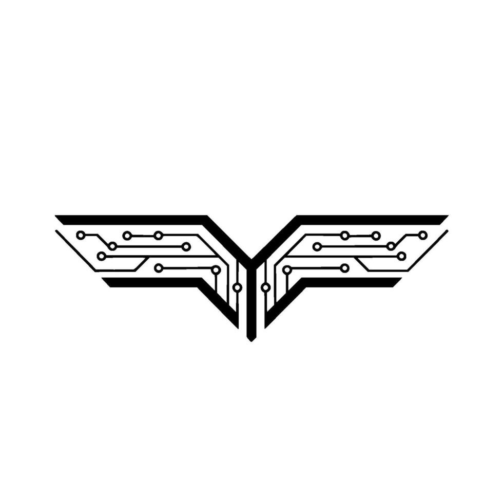 Tech Wings Abstract Circuit Board on White vector