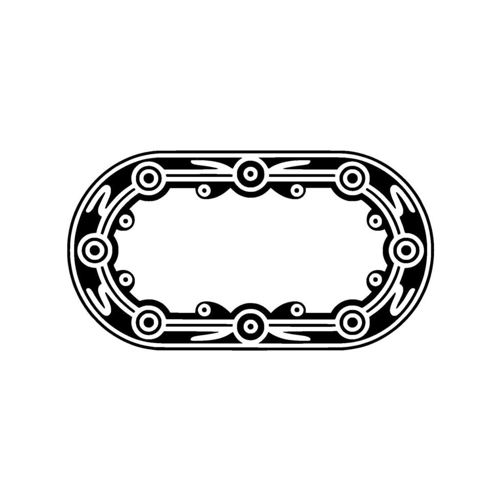 Black White Ornate Oval Frame, Geometric vector