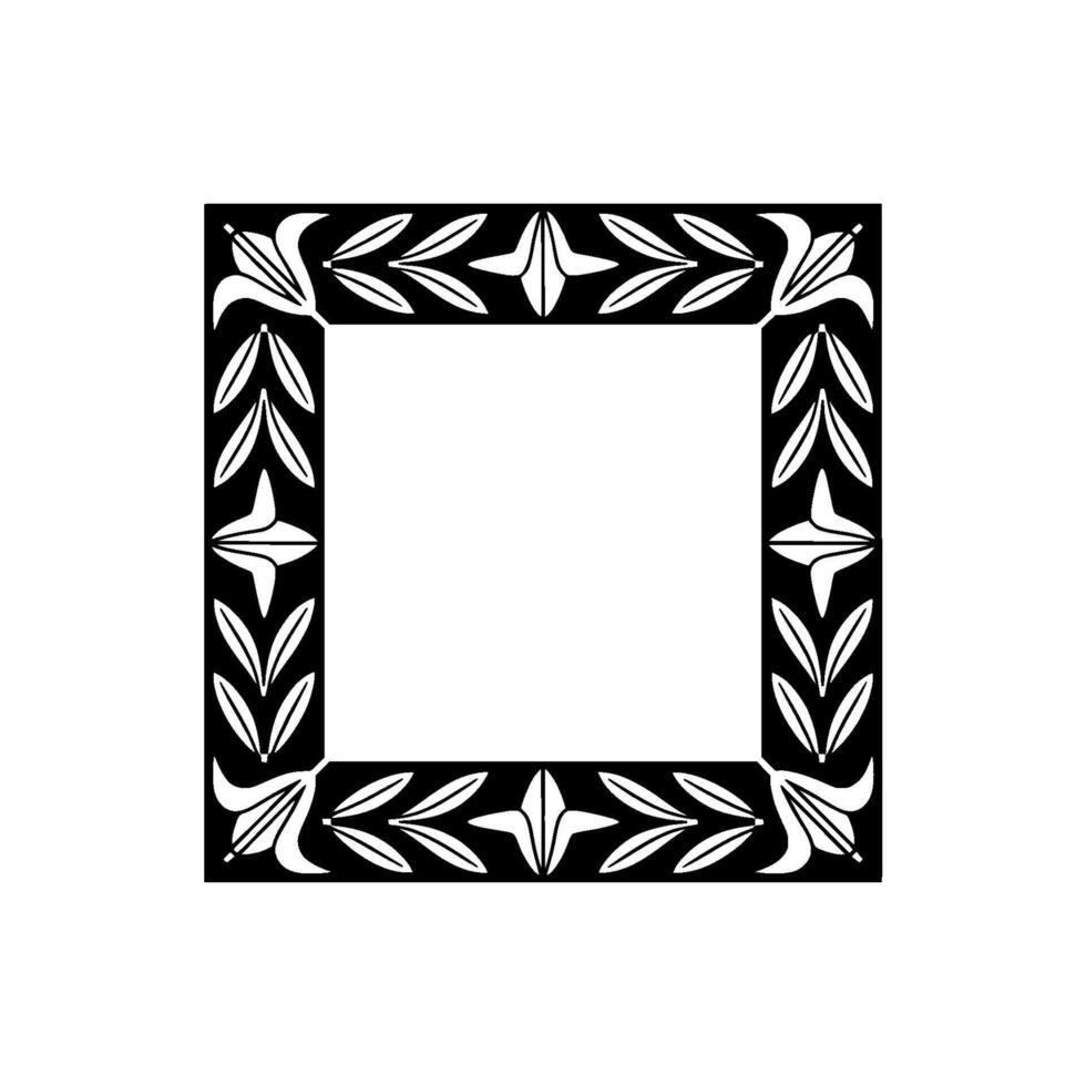 Elegant Black White Floral Frame Border Element vector