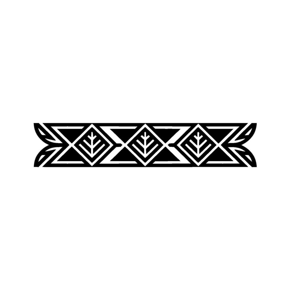 Geometric Tribal Border with Leaf Motifs Art vector