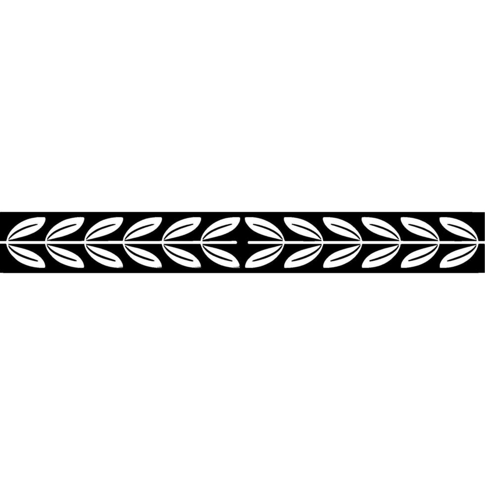 Elegant Floral Border Silver Leaves on Black vector