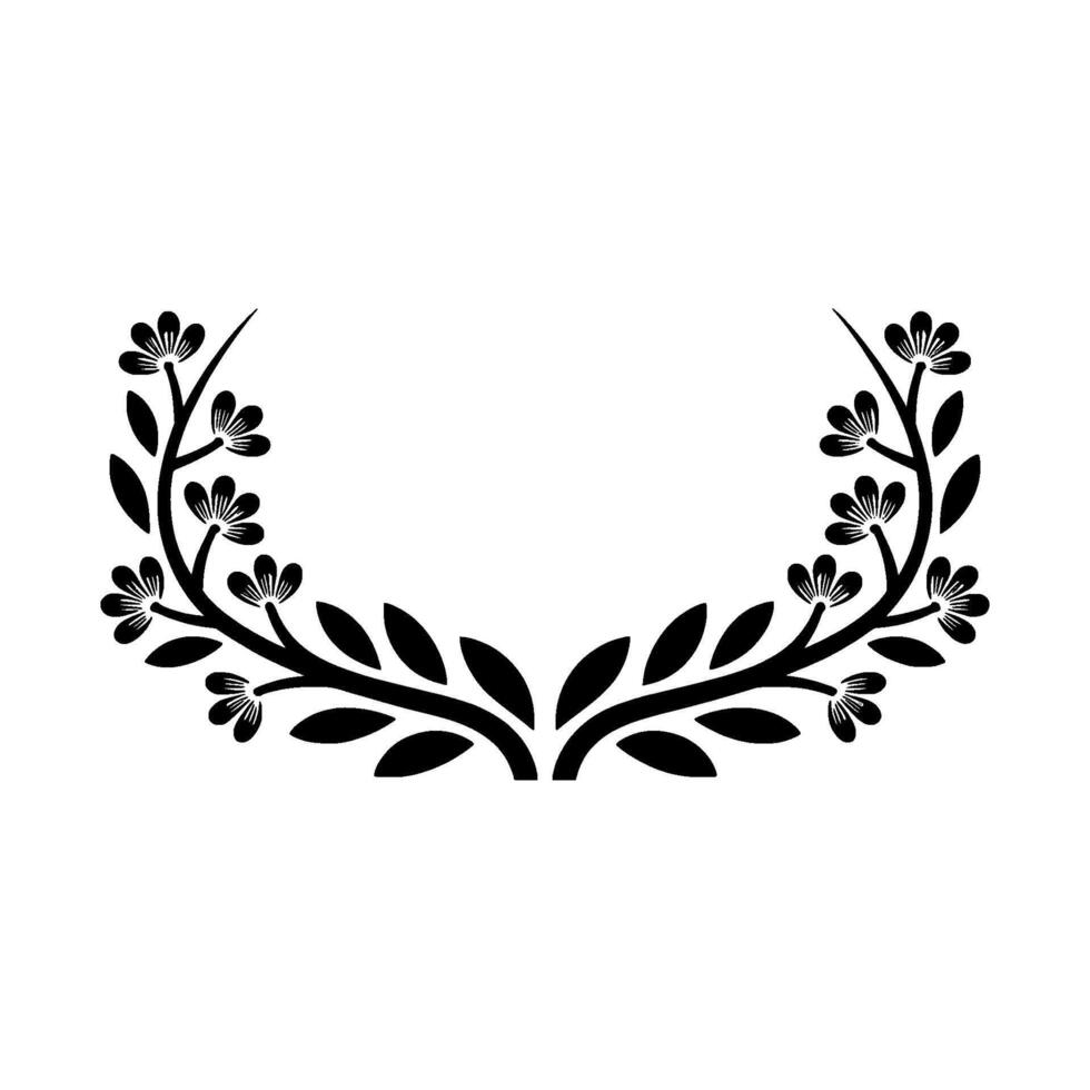 Elegant Black Floral Wreath on White Background 2 - Flower vector