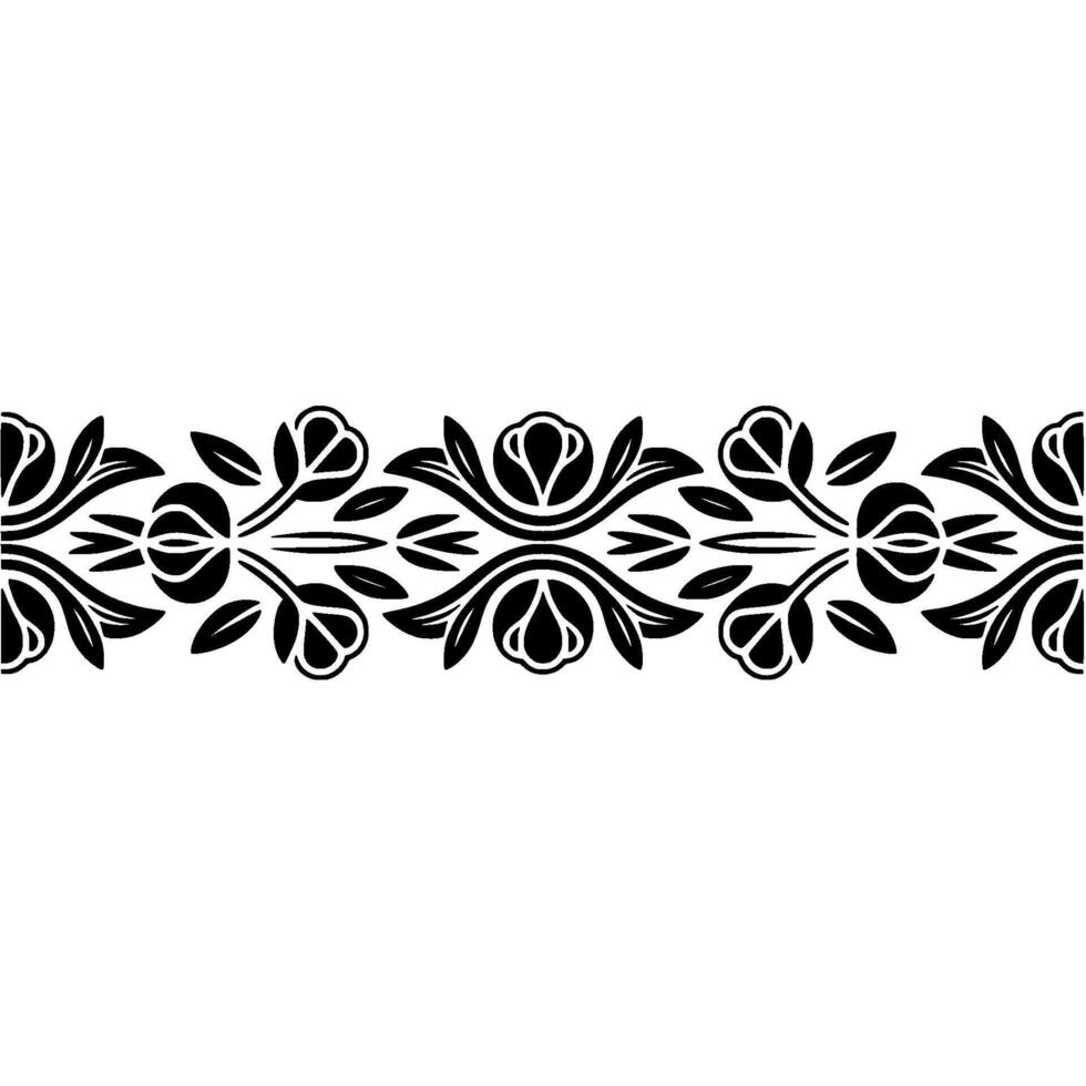 Elegant Black Floral Border on White Background 13 - Floral border vector