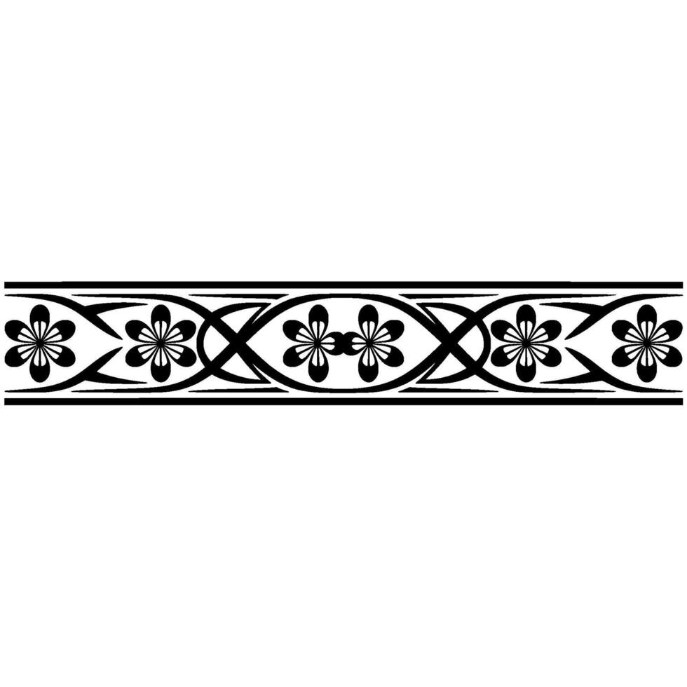 Elegant Floral Border in Black and White, - Flowers vector