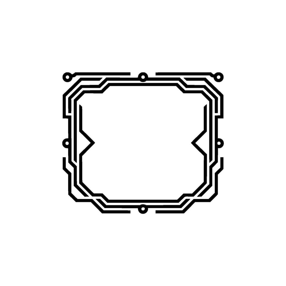Minimalist Circuit Board Frame on White Background - Circuit board vector