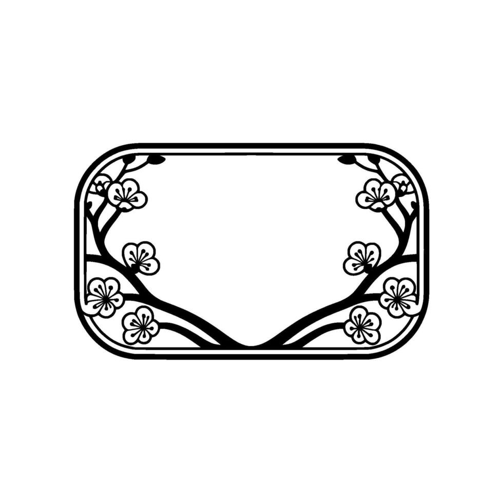 Floral Frame Minimalist Black and White vector