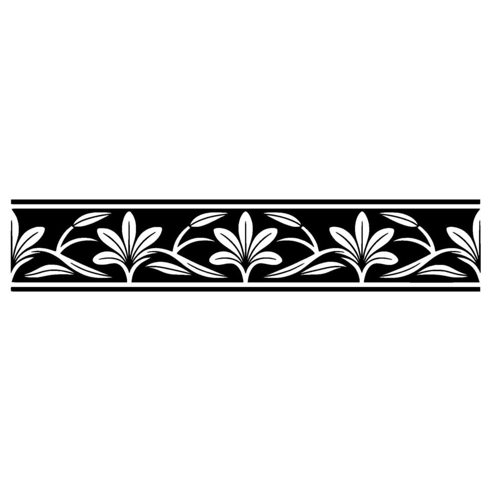 Elegant Floral Border in Black and White 8 - Pattern vector