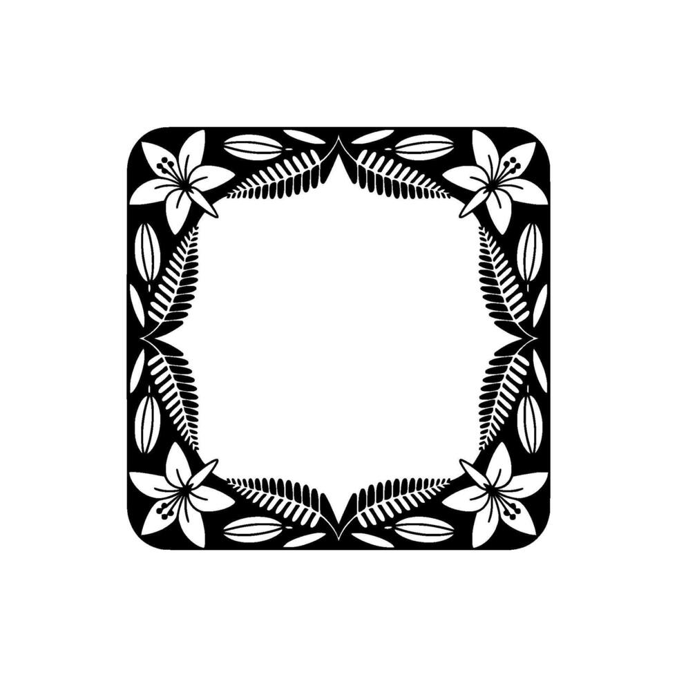 Floral Frame, Botanical Border, Black White Decorative vector