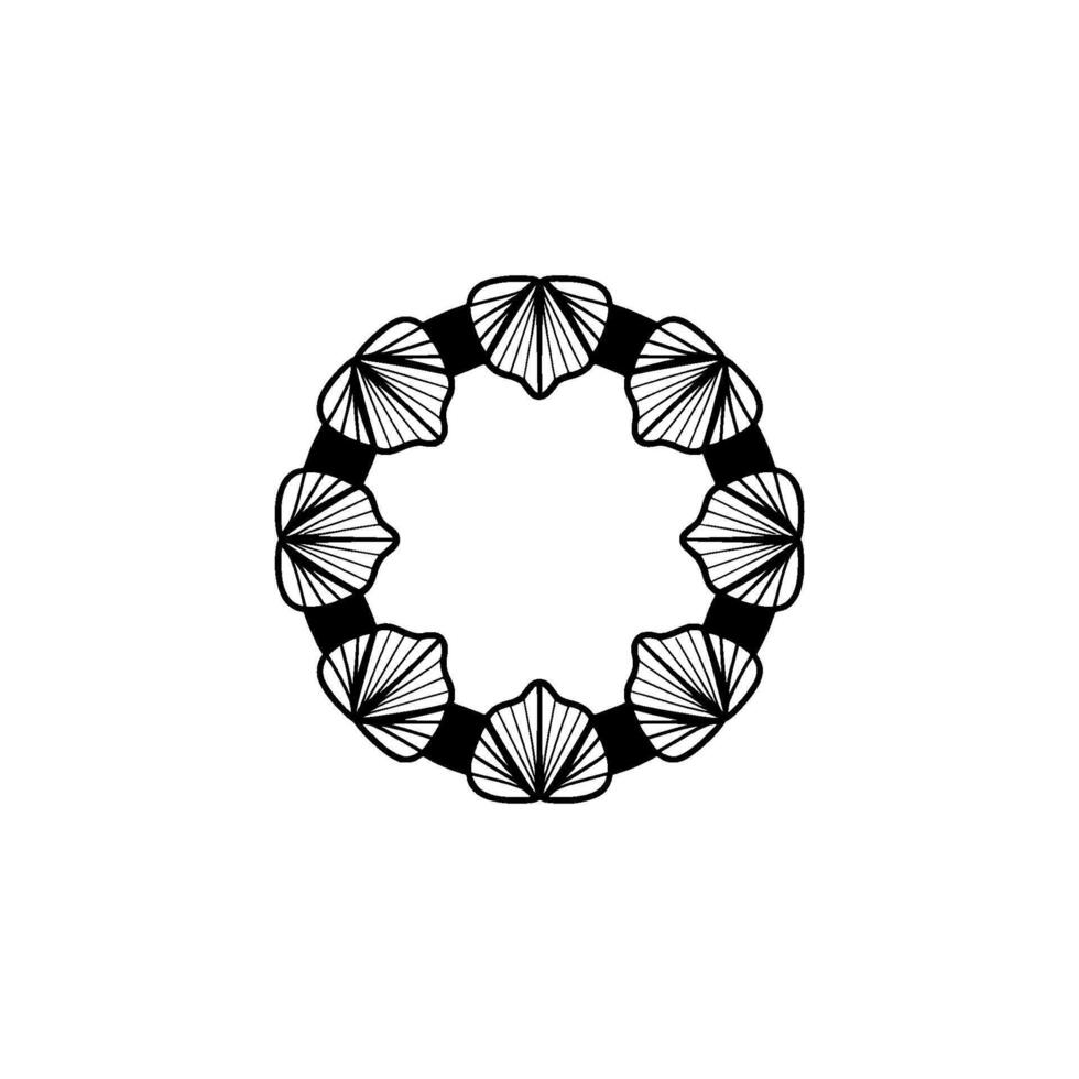 Minimalist Seashell Wreath Black White Geometric vector