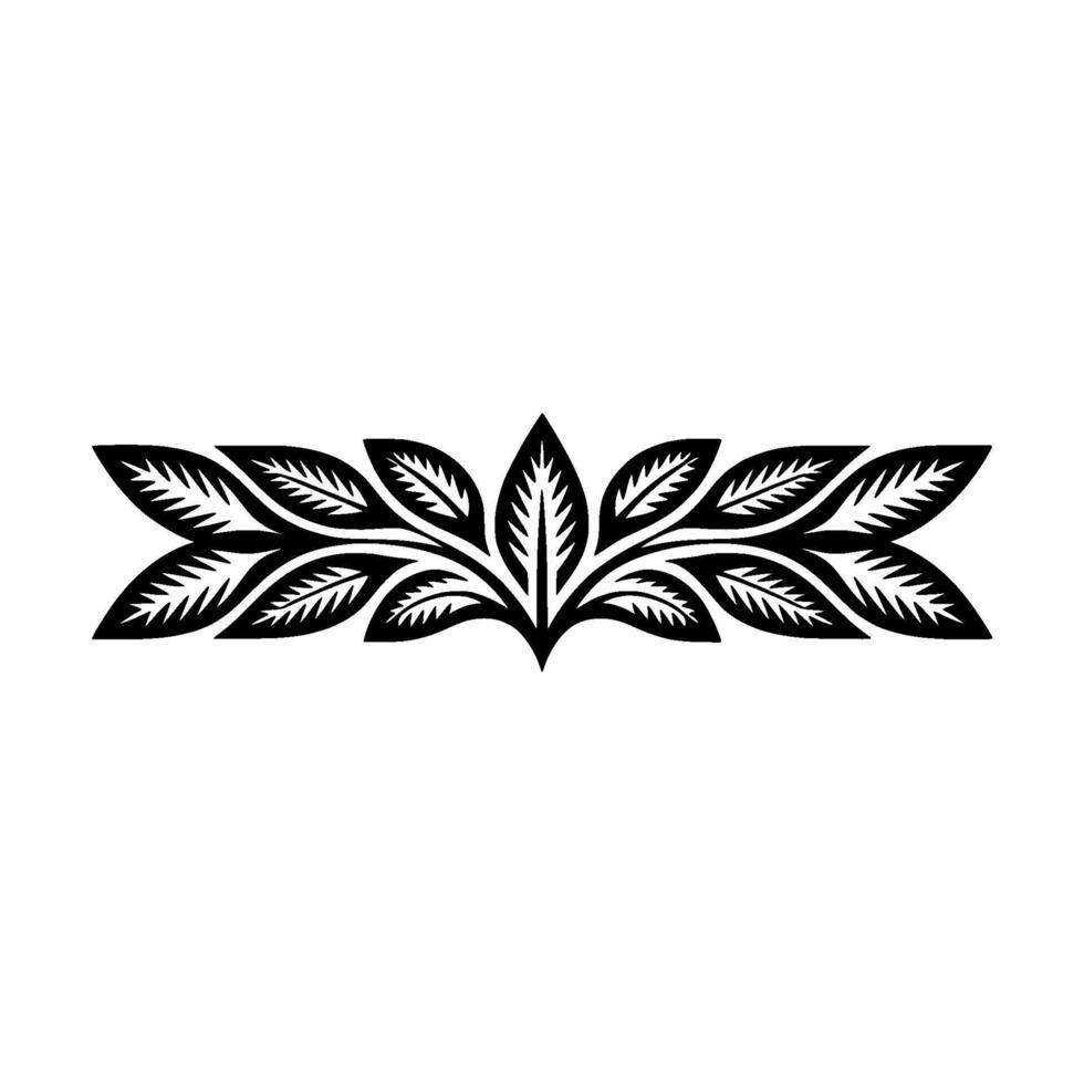 Decorative Leaf Motif Black Floral Border Element vector