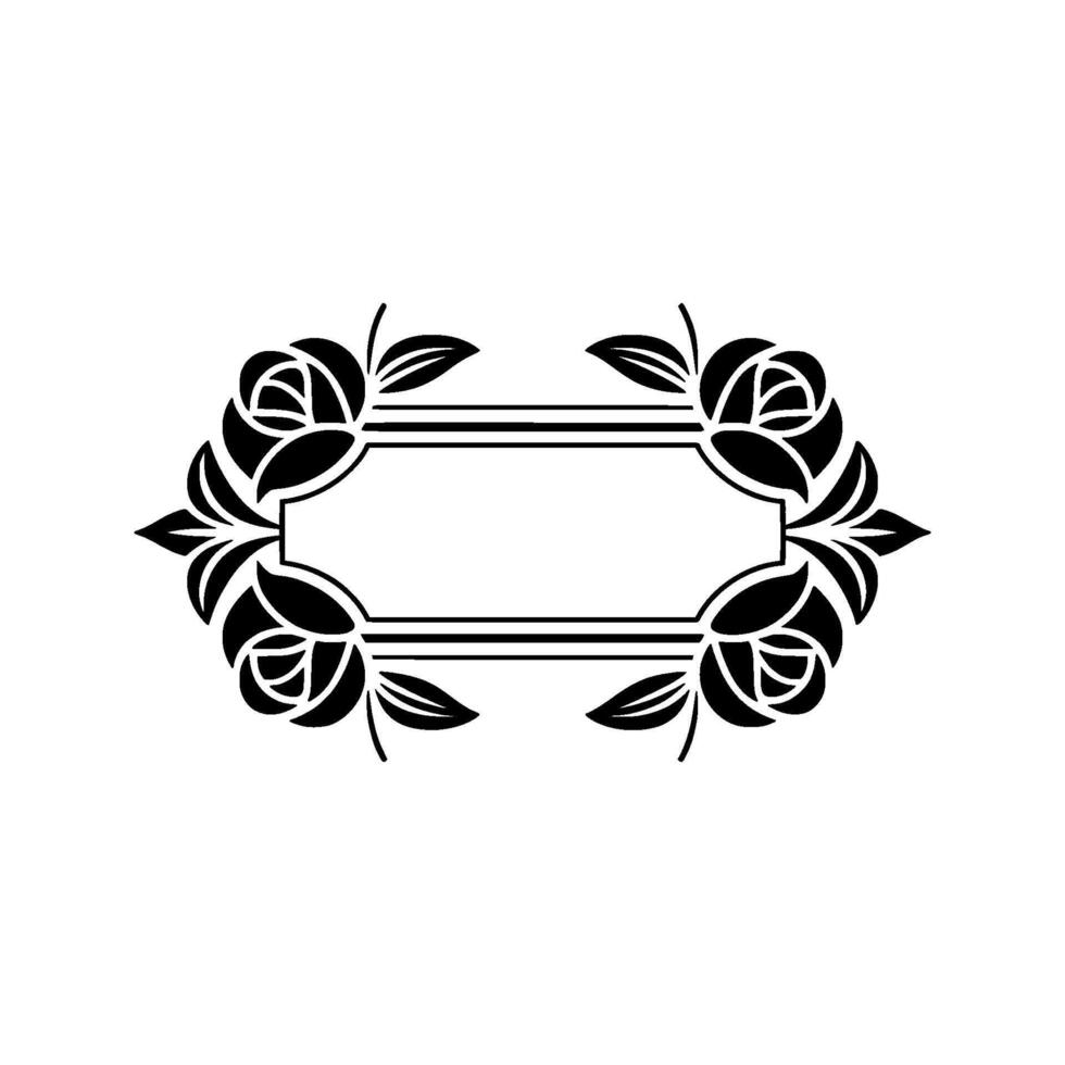 Elegant Black Floral Frame with Blank Space on a Neutral Background vector