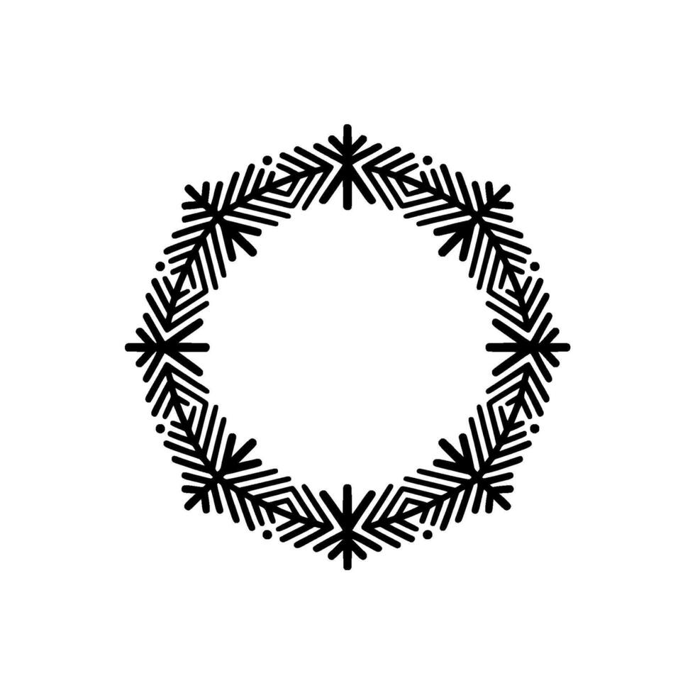 Minimalist Geometric Wreath in Black and White vector
