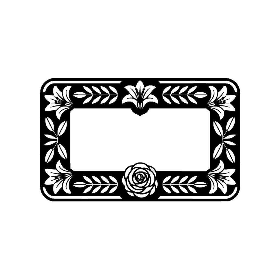 Floral Frame Silhouette, Decorative Border for Elements, Art vector