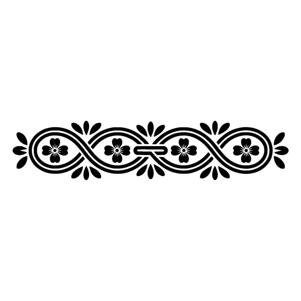 Decorative Black Floral Border Ornament on White Background vector