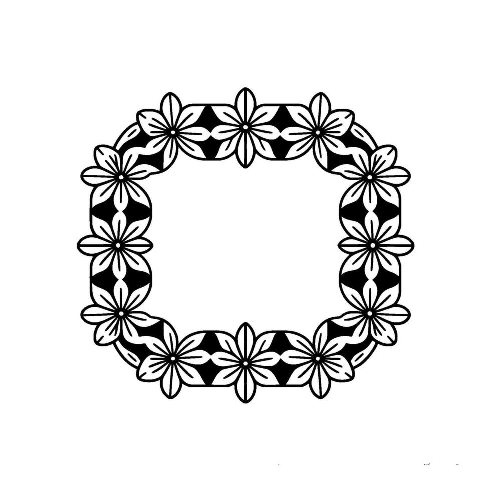 Elegant Floral Frame Minimalist Black White - Border vector