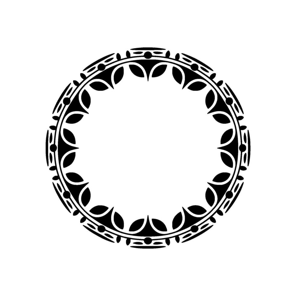 Elegant Circular Floral Frame in Black White, Minimalist vector