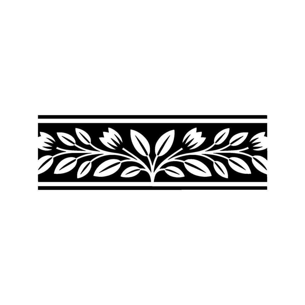 Elegant Black and White Floral Border Element 1 - Floral border vector