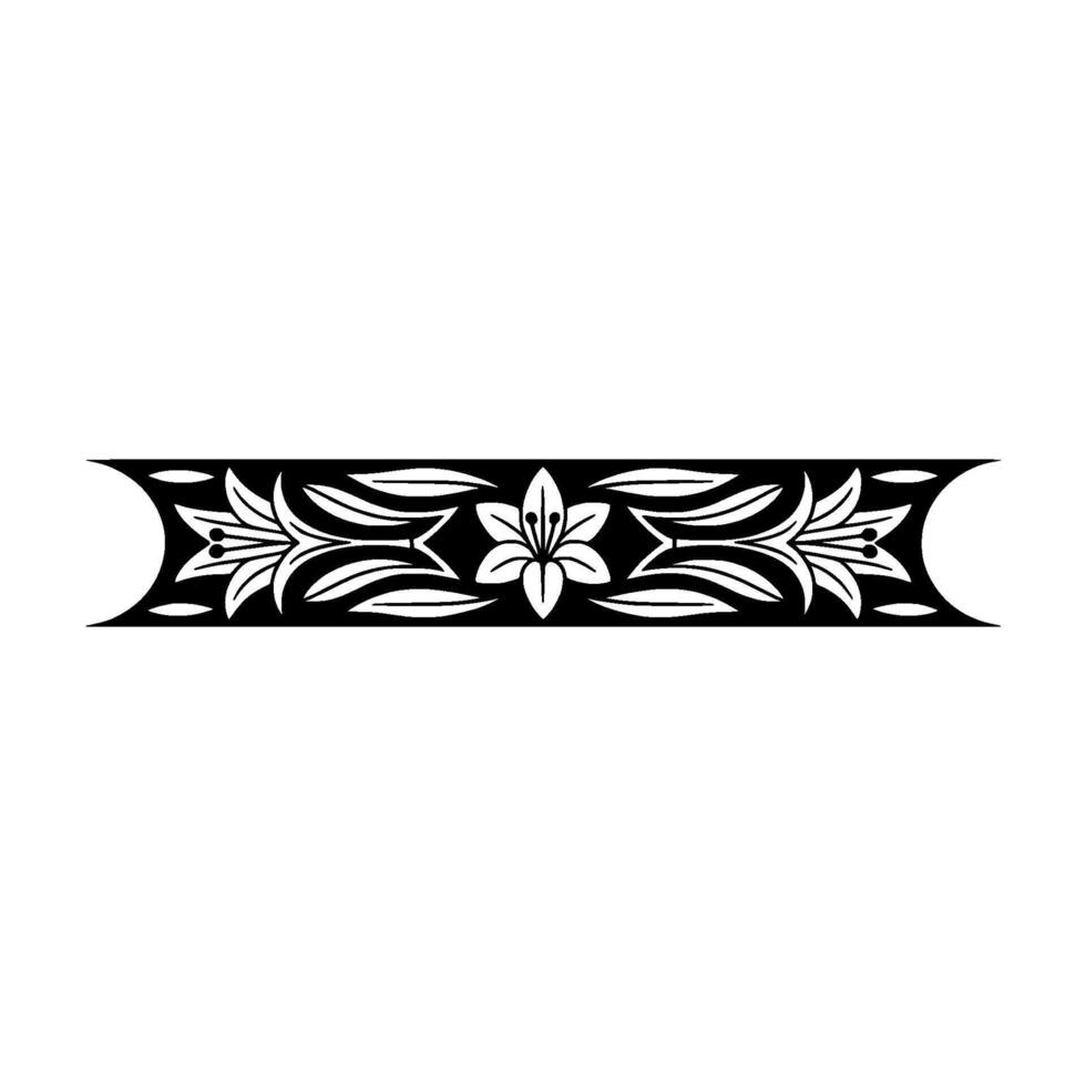 Elegant Floral Border, Black and White, Ornamental, Illustration vector