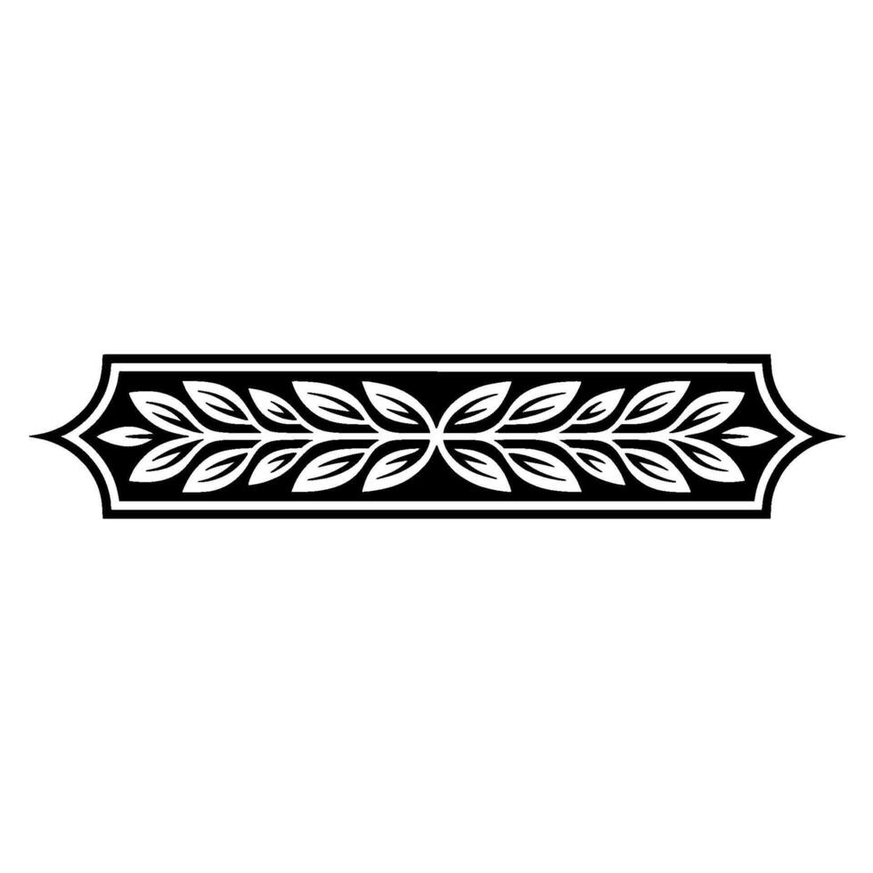 Elegant Leaf Border Black White Floral Element 1 vector