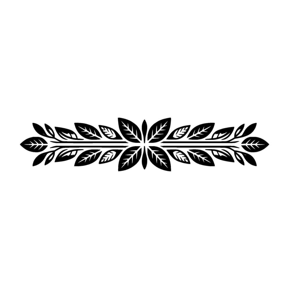 Elegant Floral Border Black Leaves on White Background - Minimalist vector