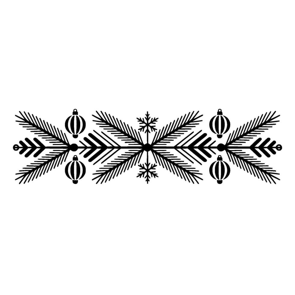 Minimalist Black and White Christmas Garland Border vector