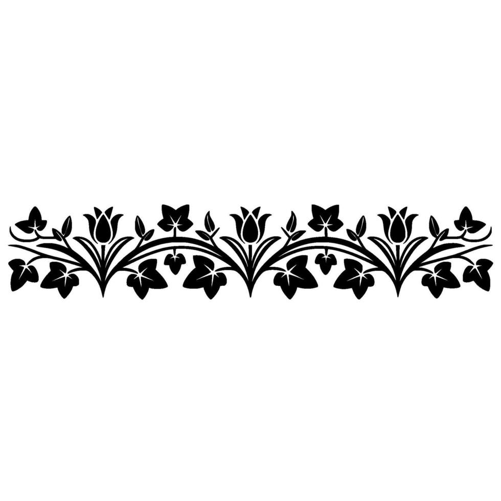 Elegant Black Floral Border Classic Decorative Element vector