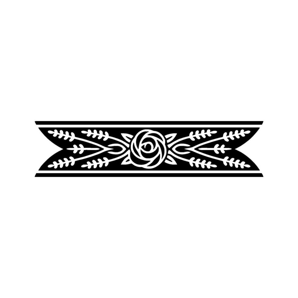 Black Floral Ornament on White Background, Element vector
