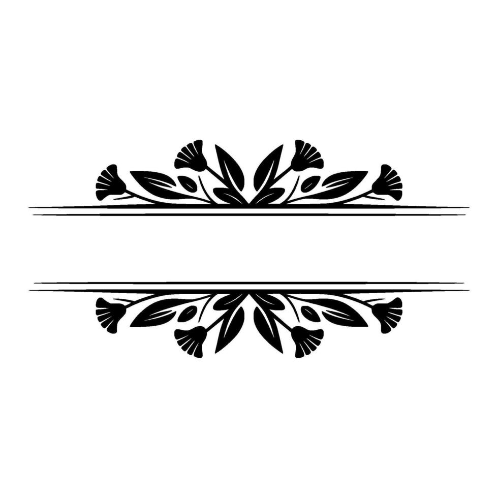 Floral Border Frame, Silhouette, Elegant Invitation vector