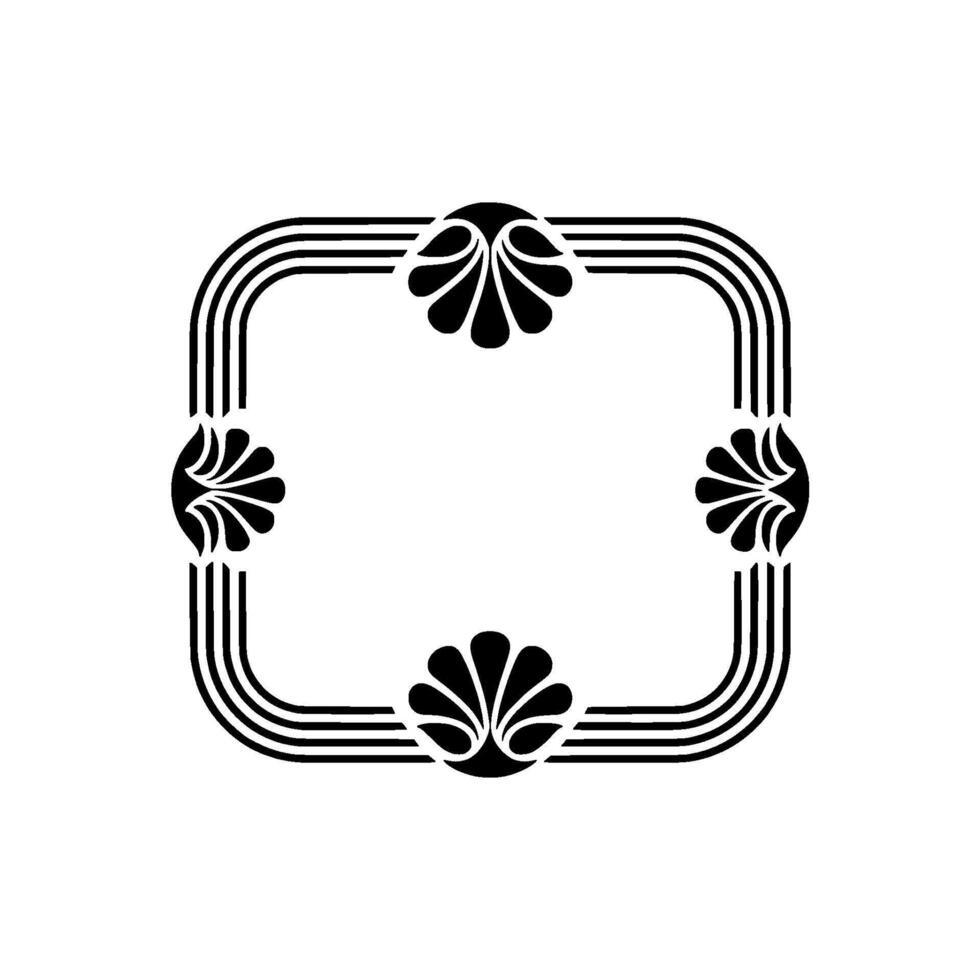 Elegant Black White Frame with Decorative Floral Accents vector