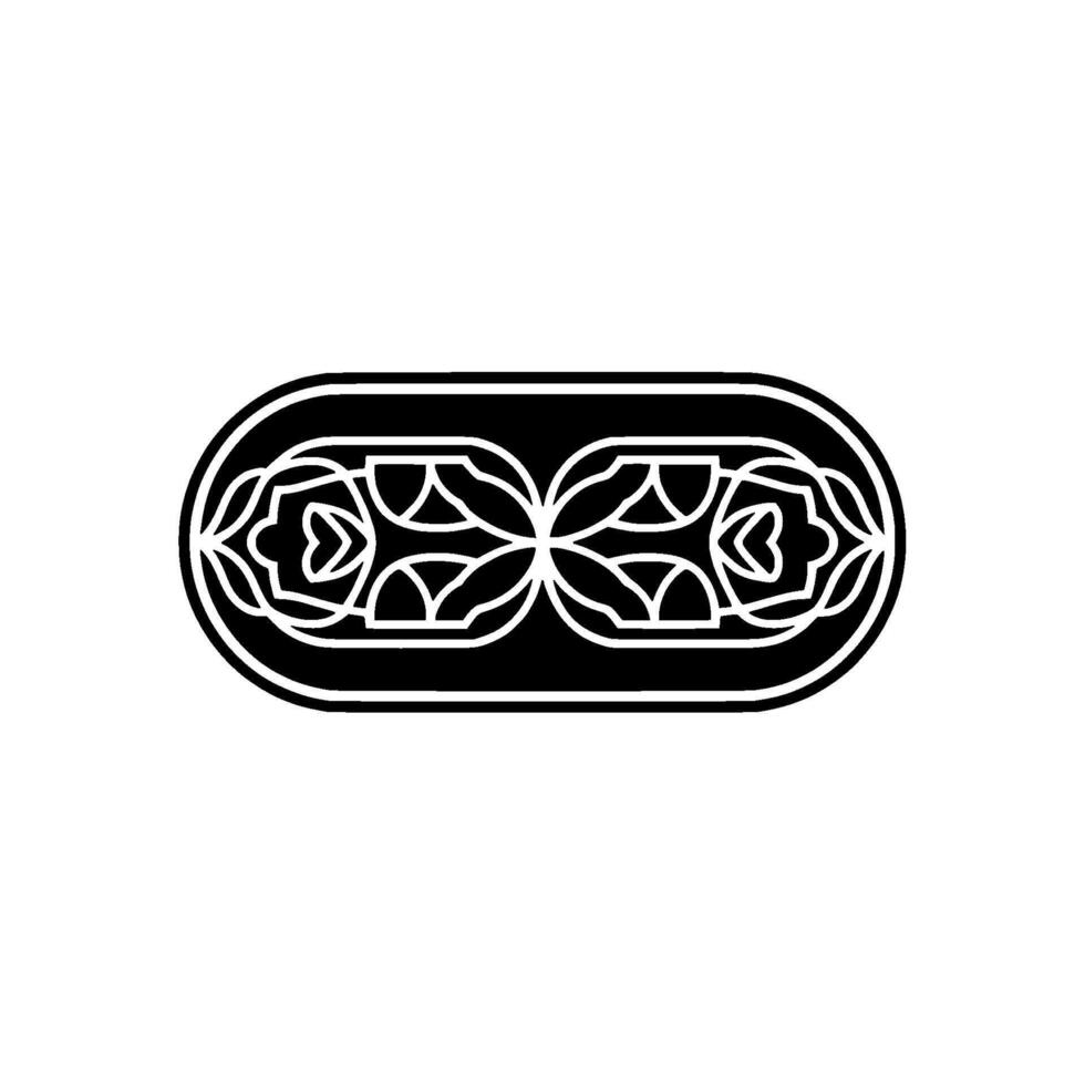 Minimalist Floral Oval in Black and White, Decorative Pattern vector