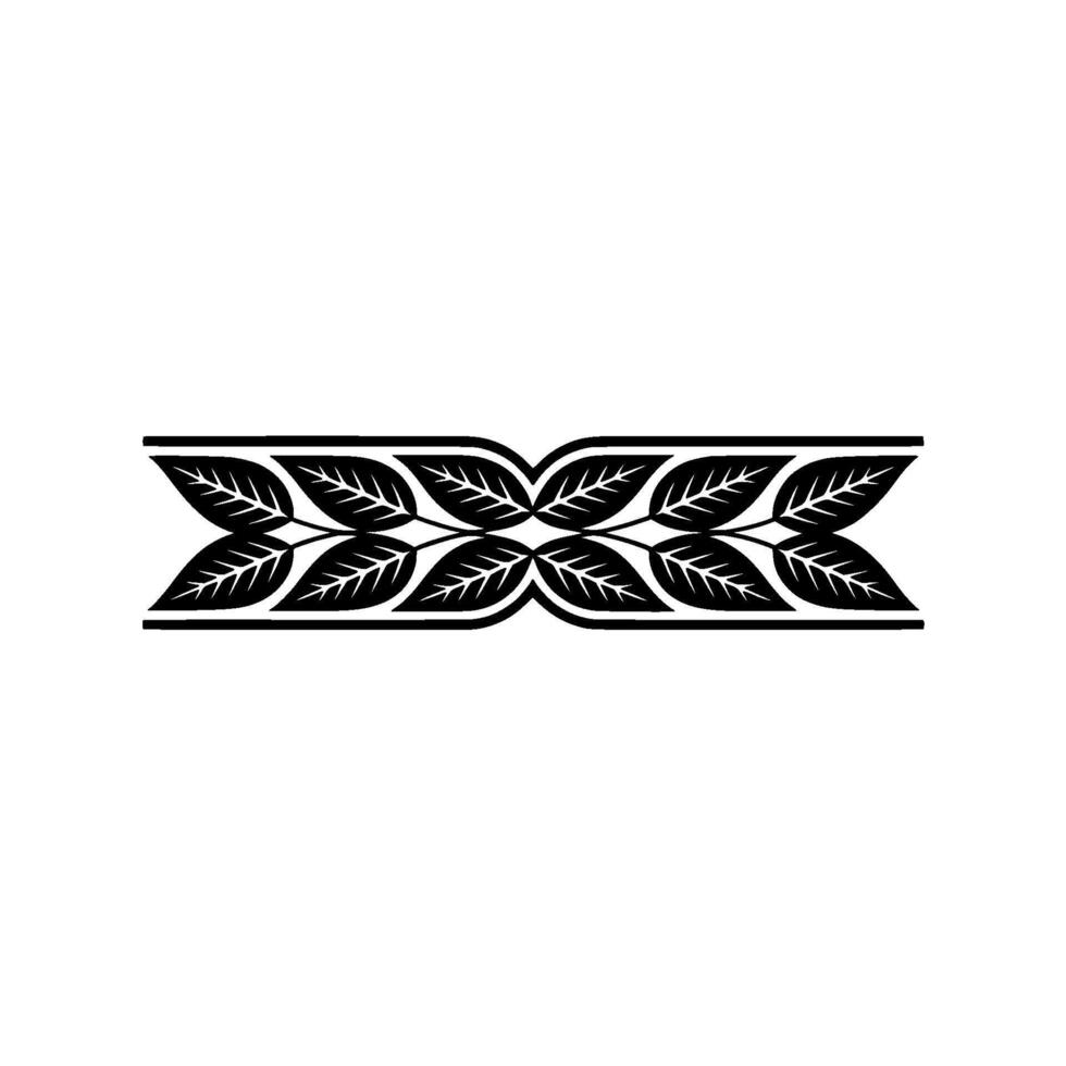 Elegant Black White Leaf Border, Botanical vector