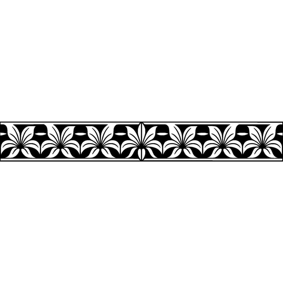 Elegant Floral Border in Black and White, Illustration 3 - Leaves vector