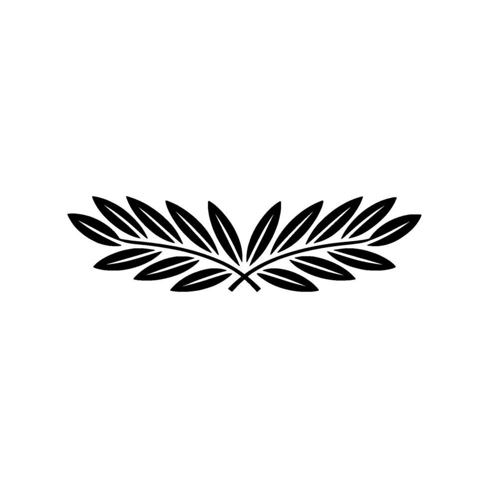 Elegant Black Olive Branch Crest on White, Minimalist vector
