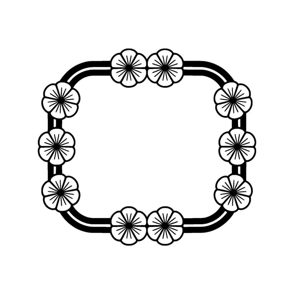 Elegant Floral Frame Minimalist Black White 1 - Flowers vector