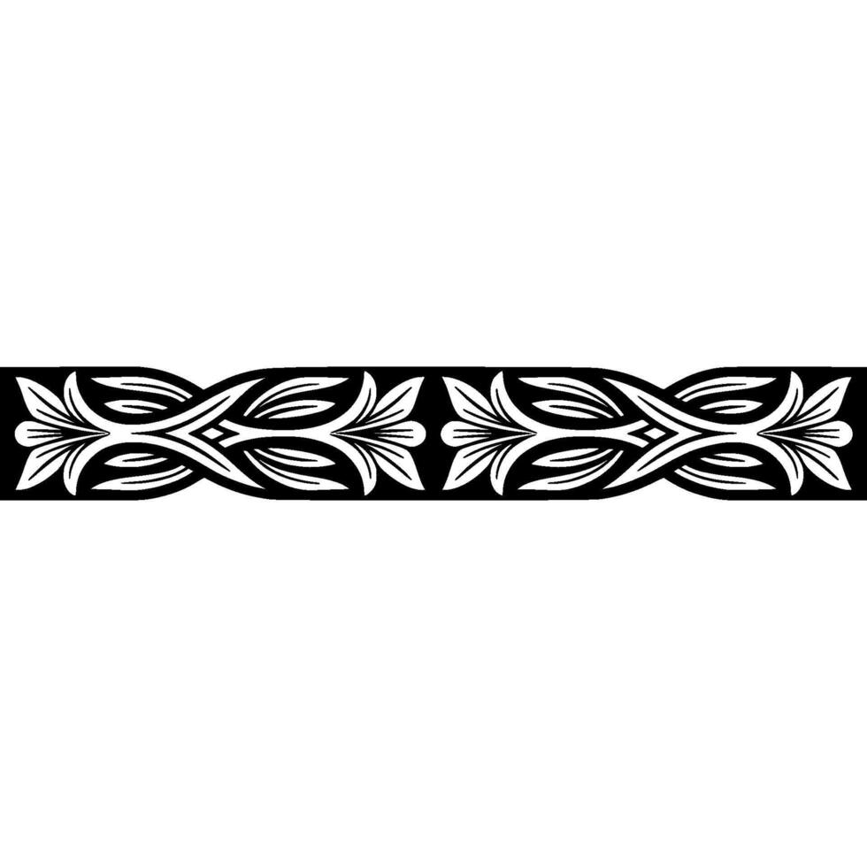 Elegant Floral Border Pattern, Black and White, Decorative Element vector