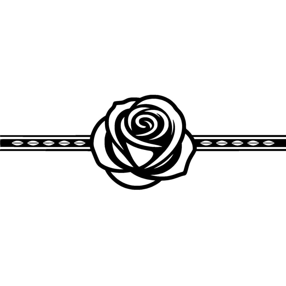Black and White Rose Illustration with Decorative Line vector