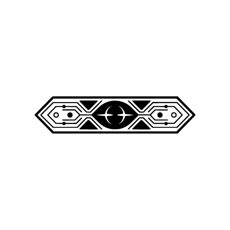 Futuristic Tech Emblem Geometric Black and White, Minimalist Style vector