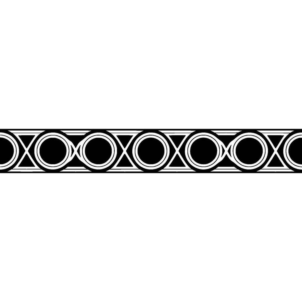 Geometric Art Deco Border Monochrome Pattern with Circles Triangles vector