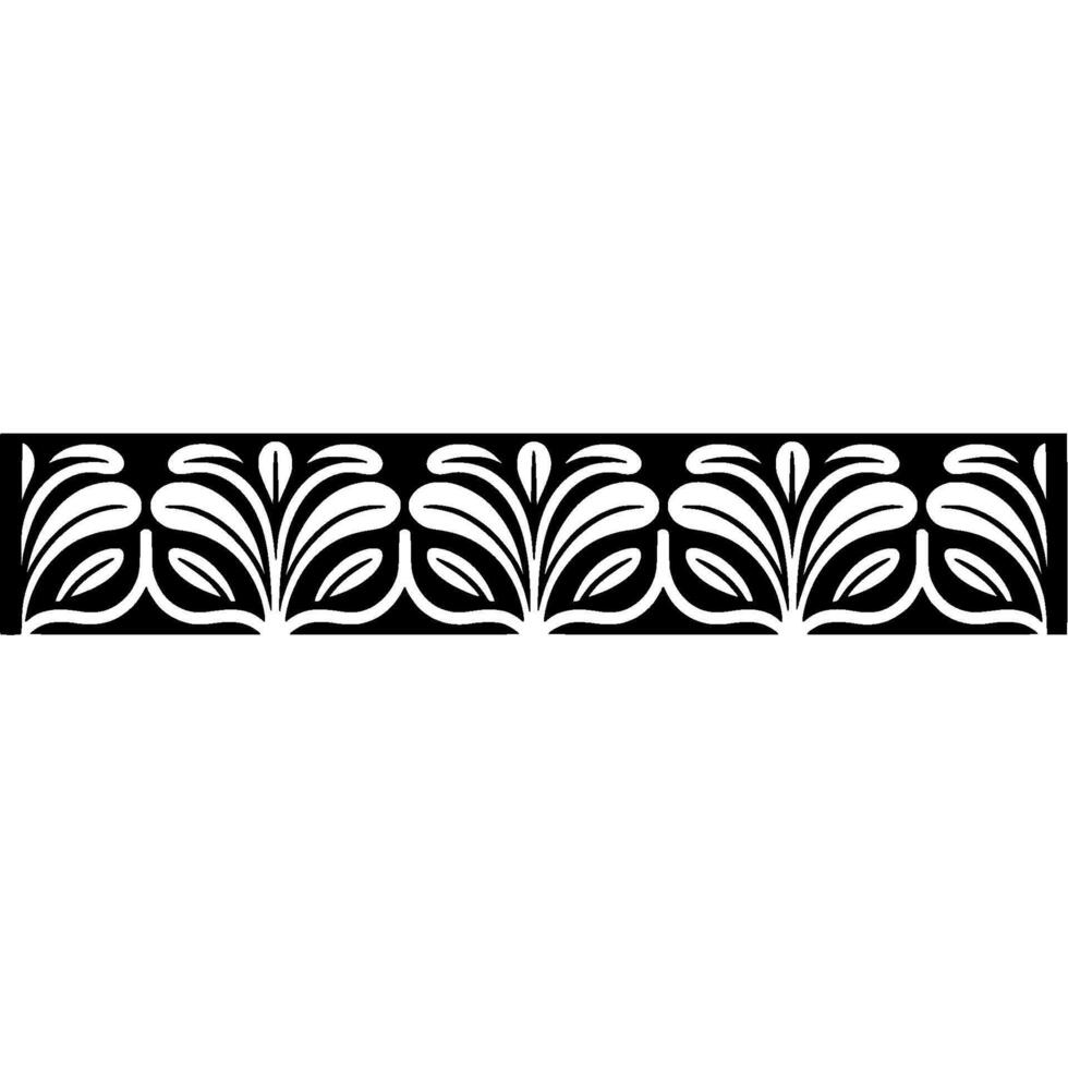 Elegant Floral Border in Black and White, Decorative Pattern - Flourish vector
