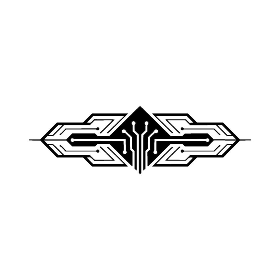 Geometric Circuit Board Black White Tech - Circuit board vector